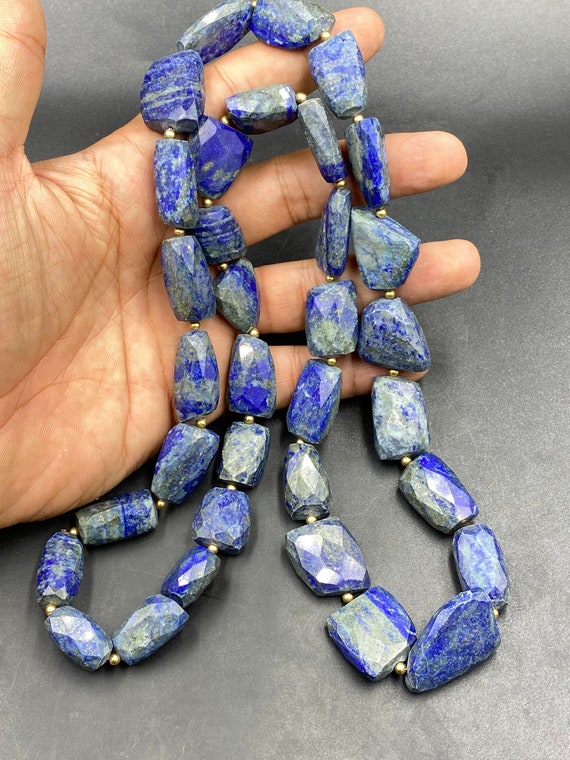 Very beautiful color lapis lazuli stone beaded di… - image 2