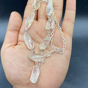 wonderful old vintage natural crystal quartz handmade necklace