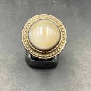 Ancient beautiful evil eye agate goat eye real solid silver ring old vintage