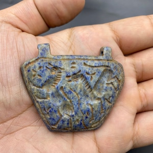 Lovely near eastern old antique lapis lazuli stone intaglio seal pendent unique piece