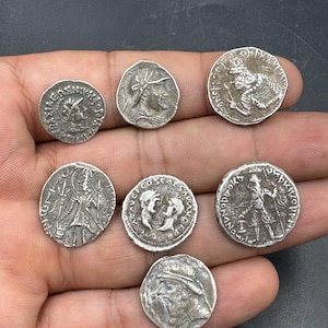 Rare old ancient genuine Greek silver coins collectible 7 PCs
