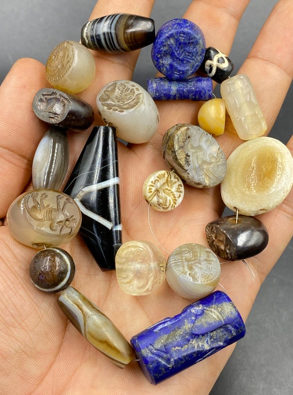 Rare old antique mixed natural agate lapis crystal