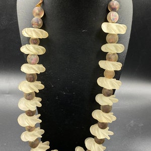 Very beautiful old carved African glass beads necklace