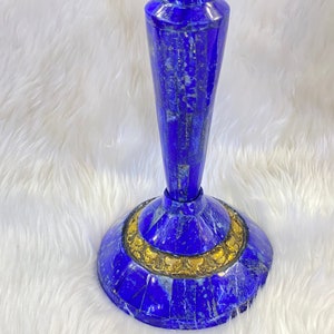 Very beautiful high quality natural lapis lazuli stone handmade candle holder decor from Afghanistan image 6