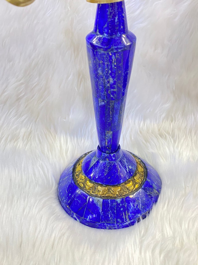 Very beautiful high quality natural lapis lazuli stone handmade candle holder decor from Afghanistan image 6