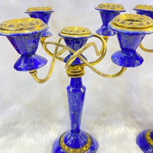Very beautiful high quality natural lapis lazuli stone handmade candle holder decor from Afghanistan image 2