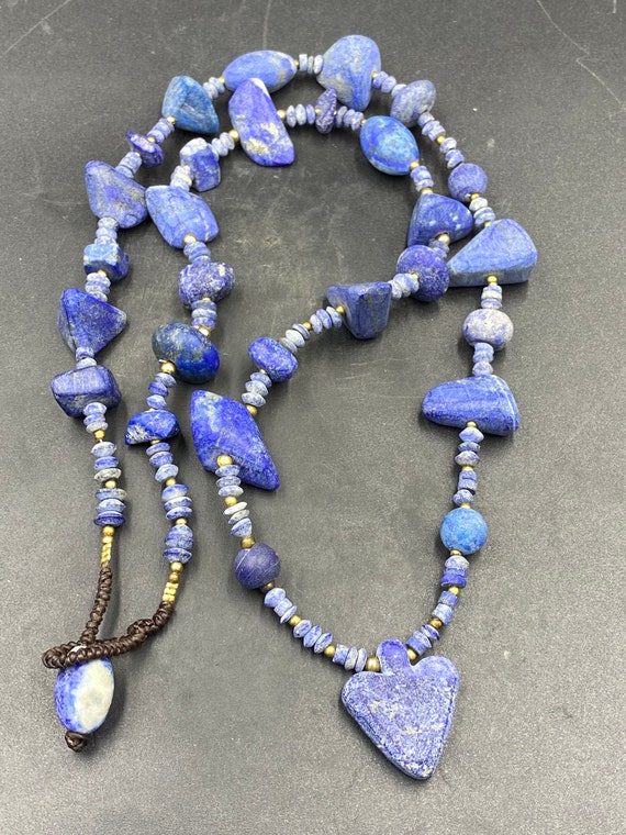 Rare old ancient lapis lazuli bead necklace from A