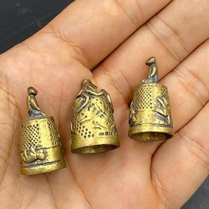 Rare! Unique old brass thumb cover for sewing the clothes