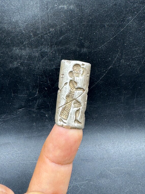 Rare old ancient Roman solid silver cylinder seal… - image 10