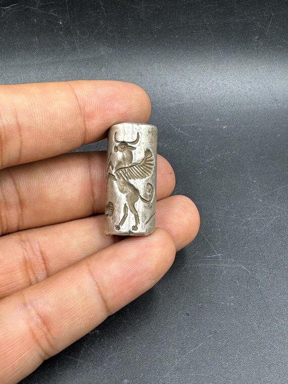 Rare old ancient Roman solid silver cylinder seal… - image 9