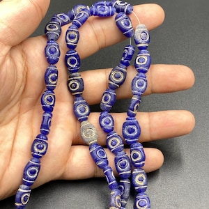 Lovey African old carved glass bead necklace