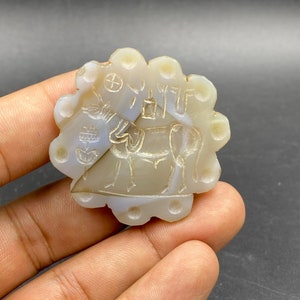 Wonderful old antique natural agate seal stamp bead pendent