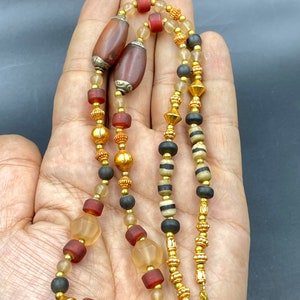 Very beautiful vintage design old carnelian and crystal bead with gold plated necklace