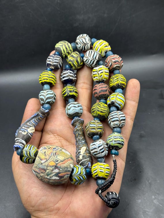 Wonderful Old Antique Gabri Glass Bead Necklace From Wonderful Old Antique Gabri Glass Bead Necklace From