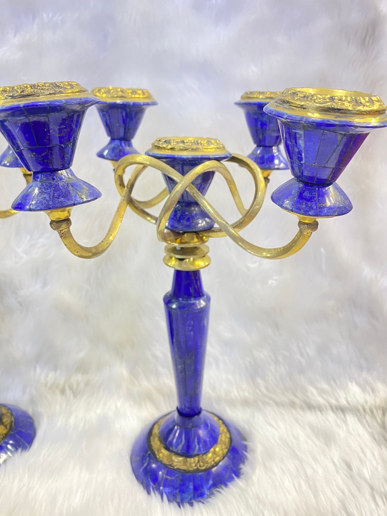 Very beautiful high quality natural lapis lazuli stone handmade candle holder decor from Afghanistan image 3