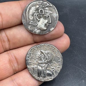2 piece old ancient genuine solid silver coin collectible piece
