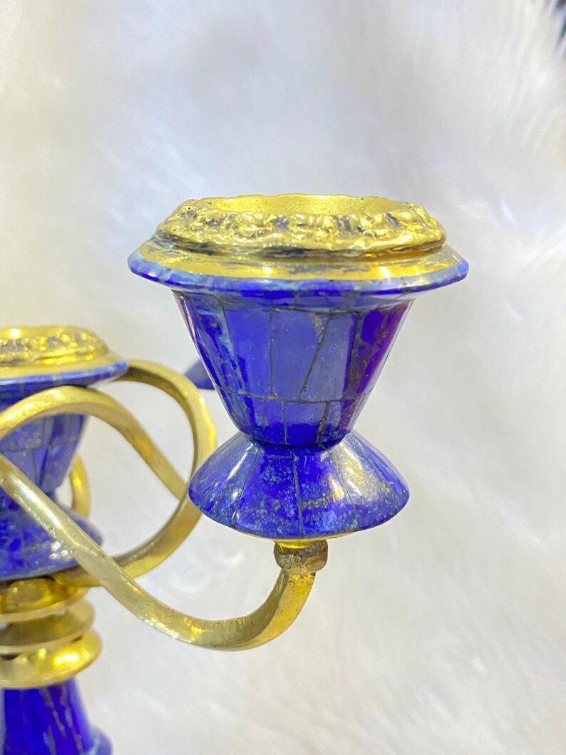 Very beautiful high quality natural lapis lazuli stone handmade candle holder decor from Afghanistan image 7