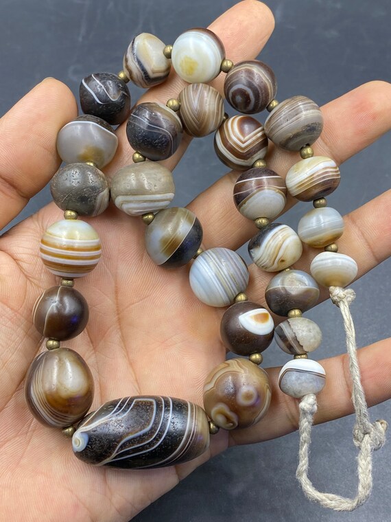 Himalayan Indo Tibetan Suleimani Agate Beads, Suleimani Agate 10 Beads