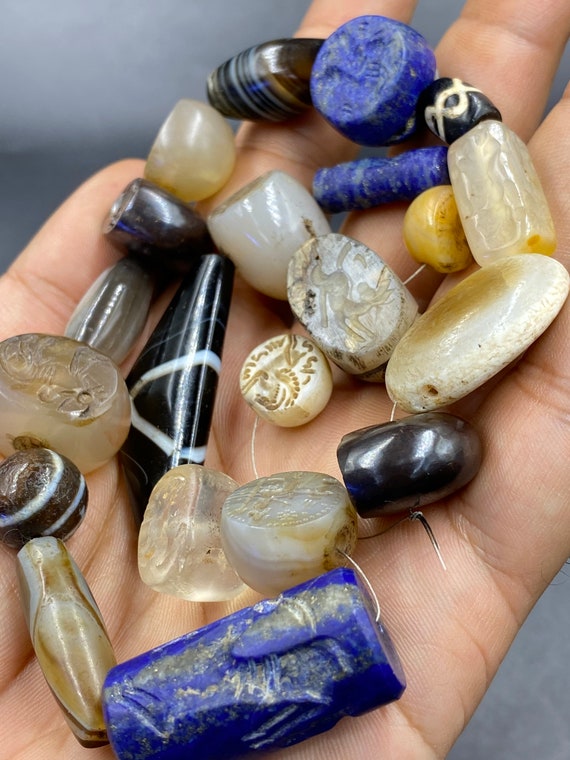 Rare old antique mixed natural agate lapis crysta… - image 2