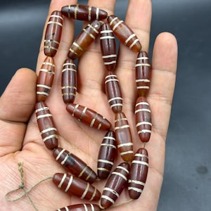 Excellence quality old antique natural etched carnelian beads necklace