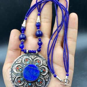 Wonderful vintage lapis lazuli pendent afghani handmade necklace