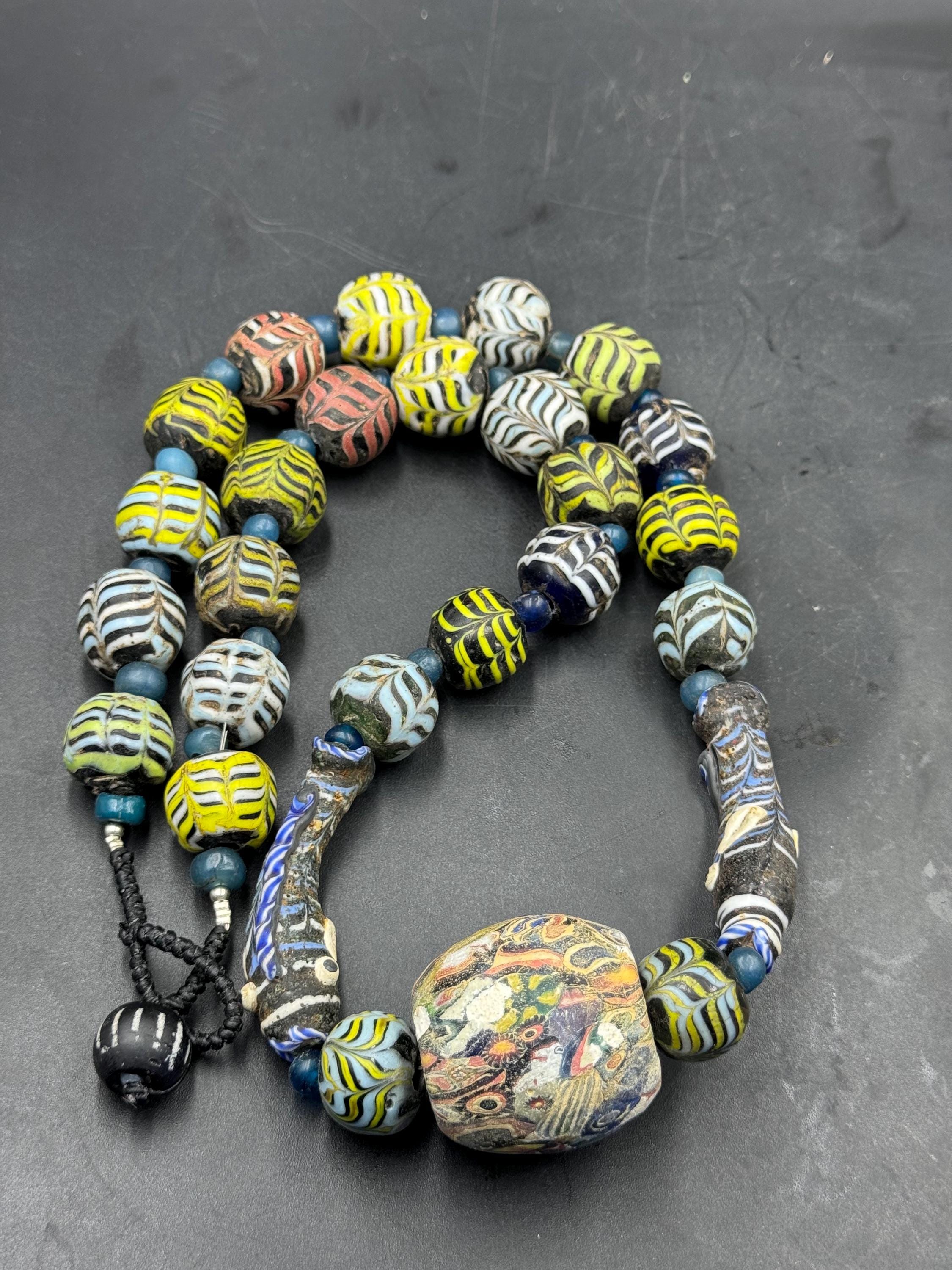 Antique Gabri Glass Bead Necklace From Afghanistan - Etsy