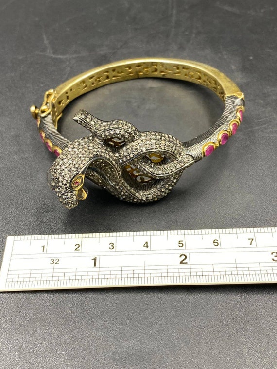 Beautifull snake shape genuine rose cut diamond w… - image 9