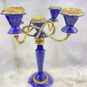 Very beautiful high quality natural lapis lazuli stone handmade candle holder decor from Afghanistan image 4