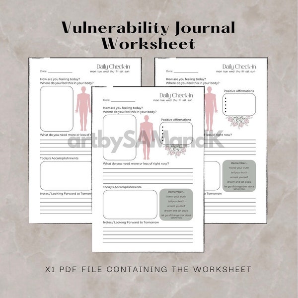 Vulnerability Worksheet Etsy