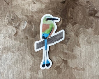 Turquoise-browed Motmot Vinyl Sticker • Vinyl Bird Stickers • Nature Stickers • Scrapbook Stickers • Water Resistant and Weatherproof