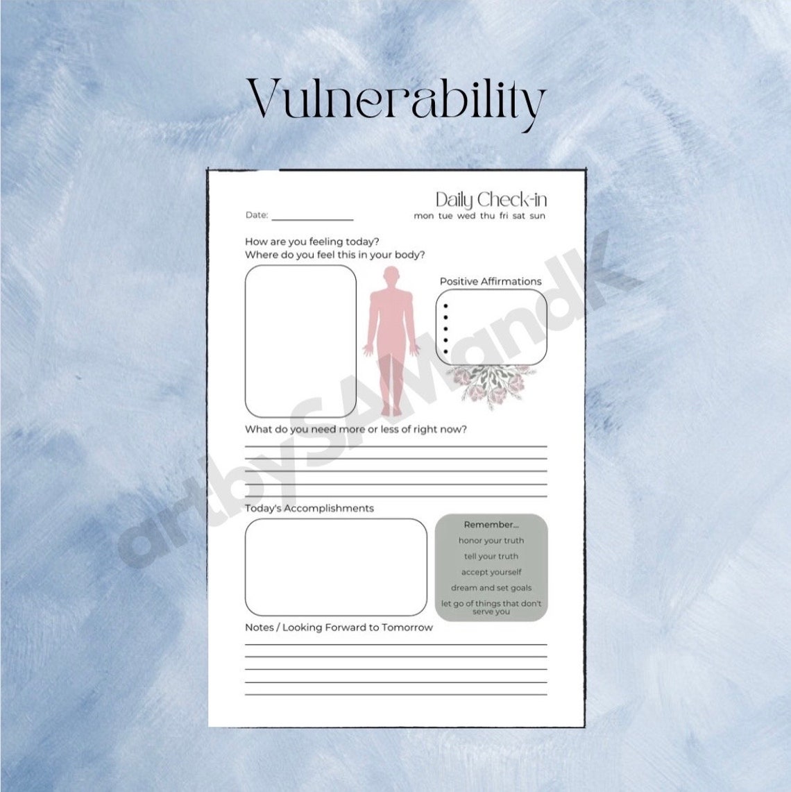 Daily Mental Health Check-in (x5) • Mental Health Journal • Journal ...