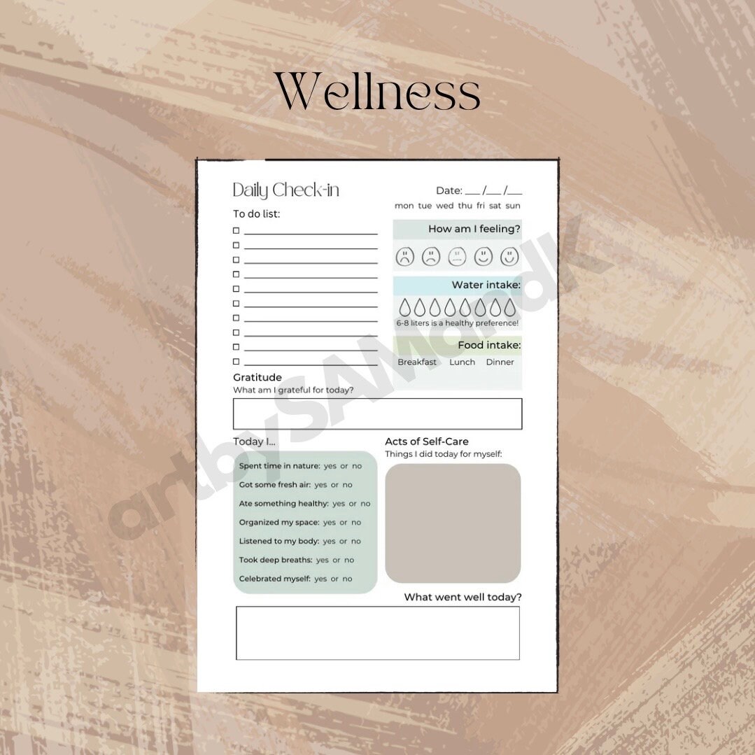 Daily Check-ins (x5) That Reflect Mental & Physical Health, Well-being ...