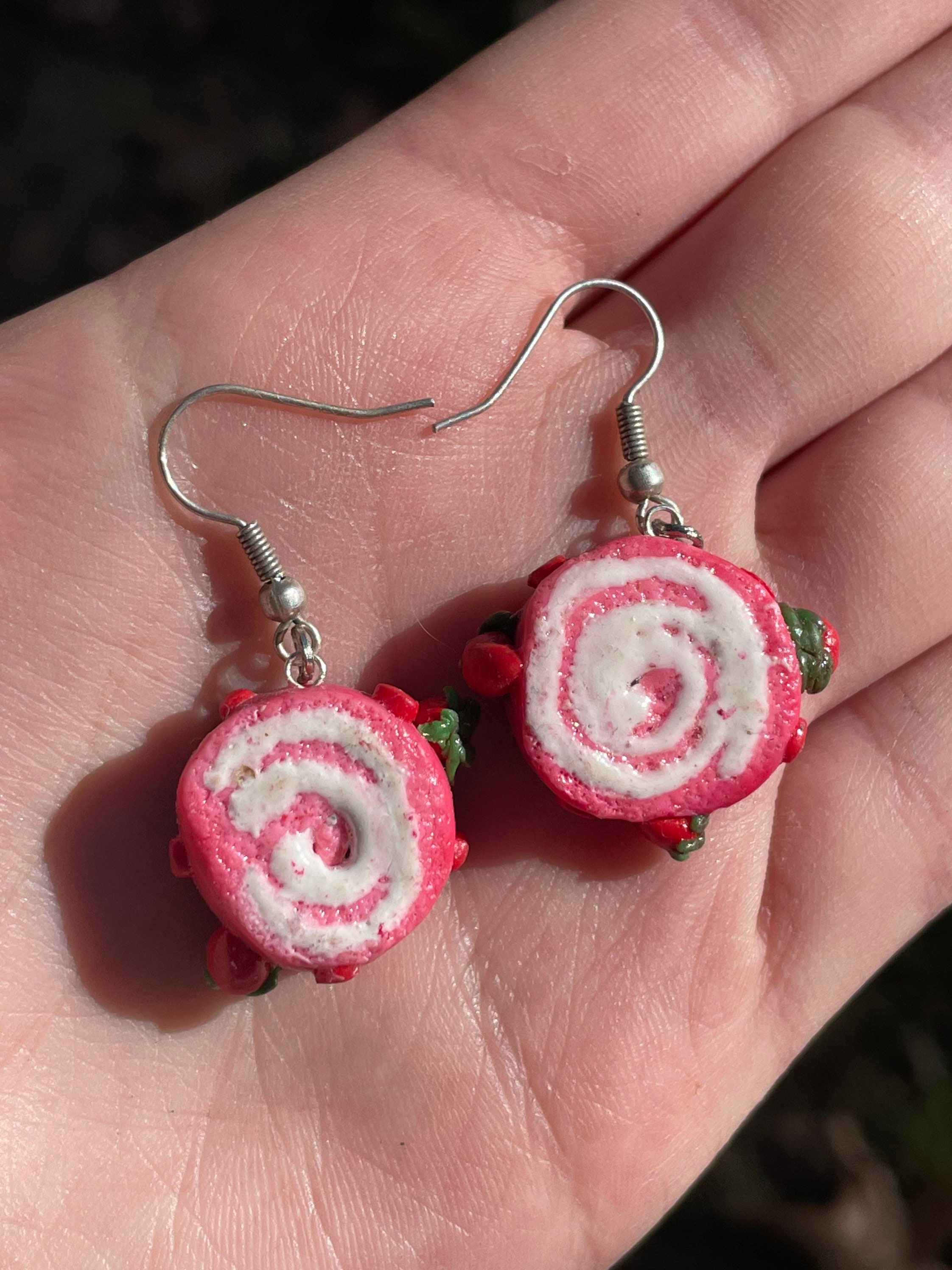 Cottagecore Strawberry Scroll Clay Earrings Etsy