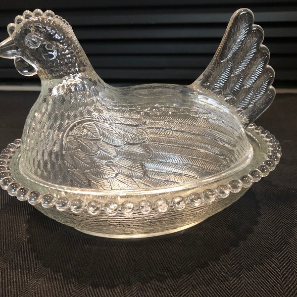 Hen on Nest/Indiana Glass/Clear