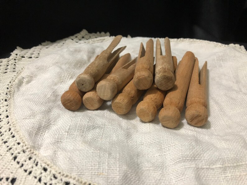 Old Vintage Wooden clothespins-Primitive-Rustic-Farm Set of 10