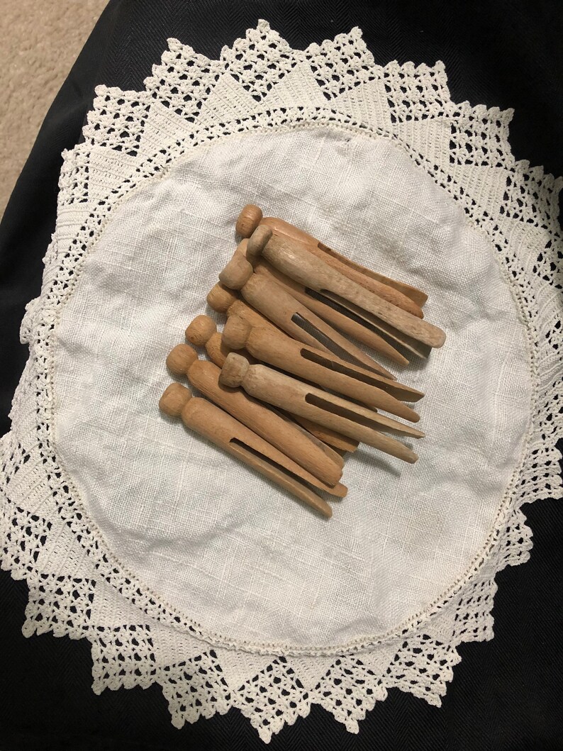 Old Vintage Wooden clothespins-Primitive-Rustic-Farm Set of 10