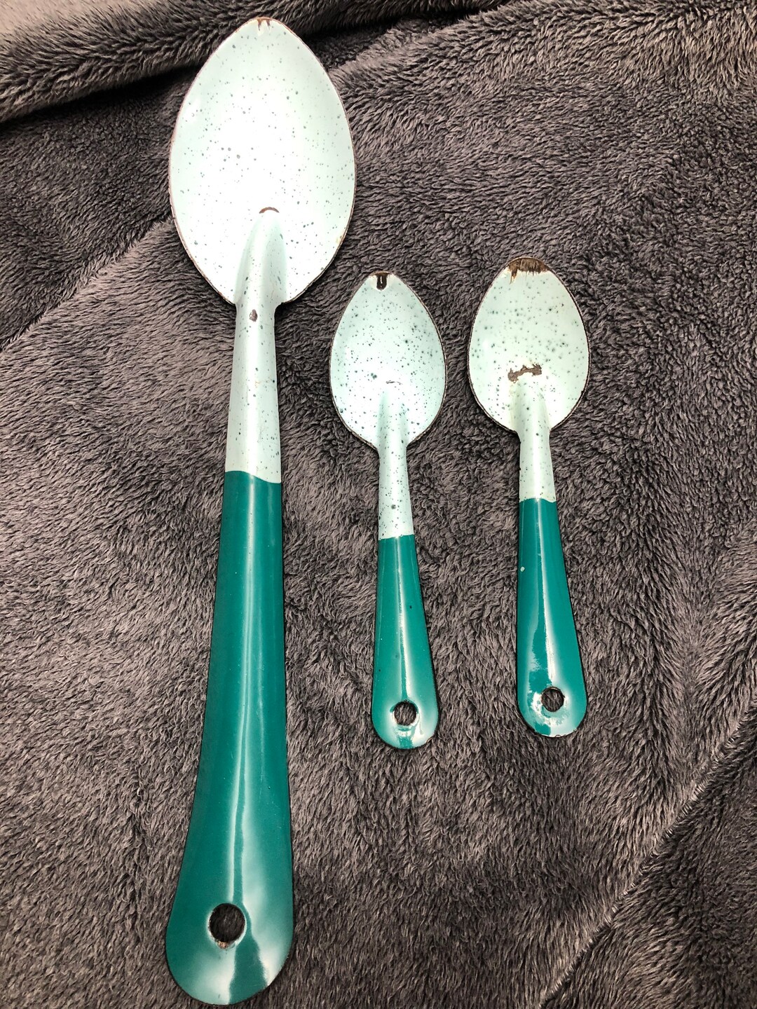 Vintage Enamelware Spoons Etsy