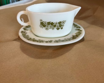 Pyrex Spring Blossom Gravy Boat and Plate