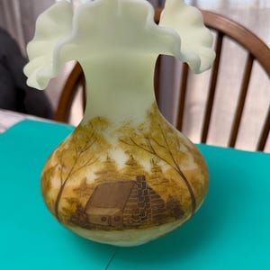 Fenton Custard Uranium Glass Vase Hand Painted - Etsy
