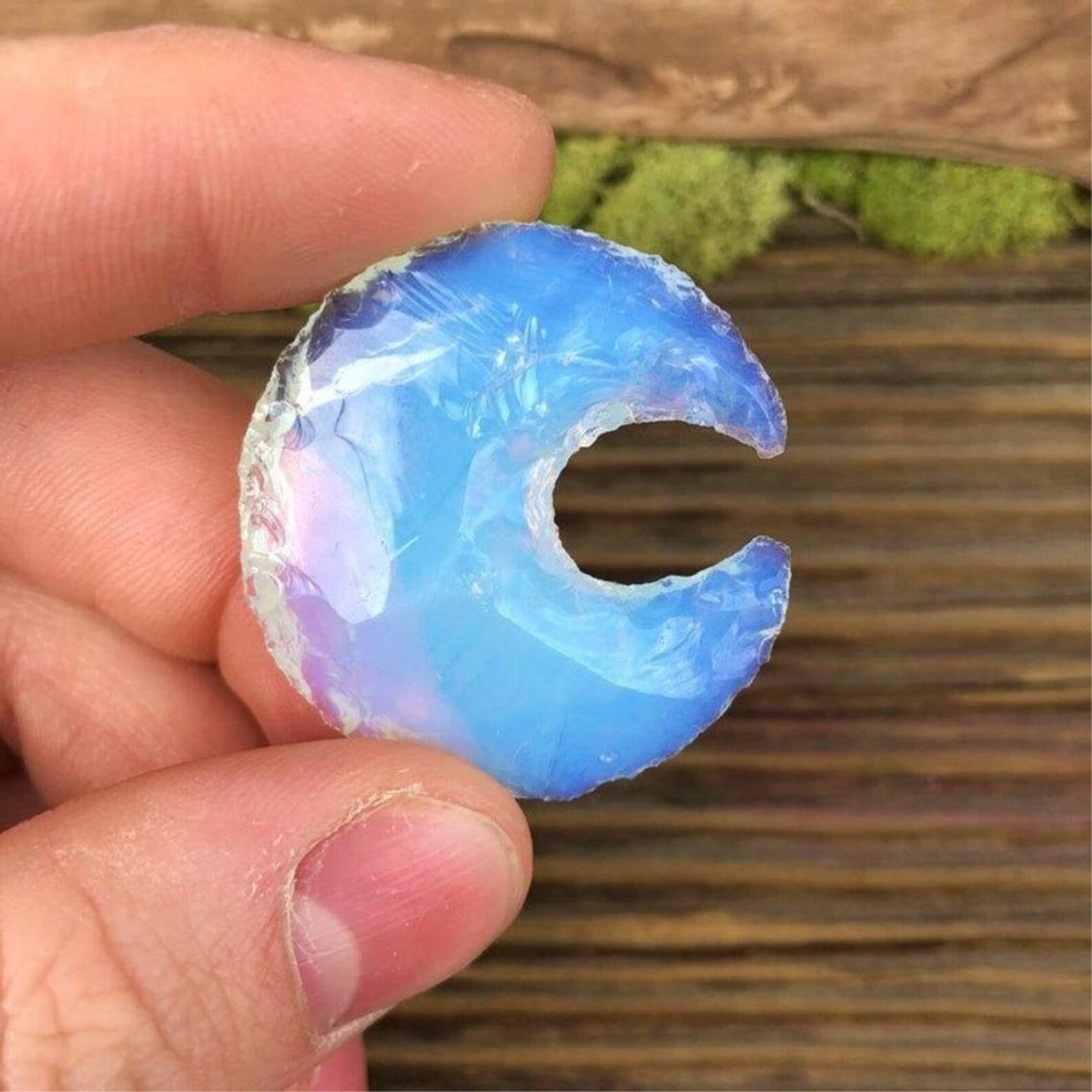 50 Pieces Opal Moonstone Opalite Moonstone Opal Crescent Etsy