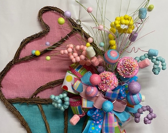 Sweet Cupcake Door Hanger,  Whimsical Cupcake Door Hanger-Perfect for Birthdays or Kitchen Decor
