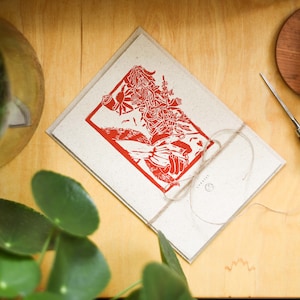 Carte pliante Linoléum Impression Grass Paper A5 - coexister