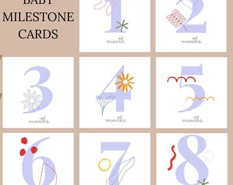 Printable Baby Milestone Cards, Monthly Photos (Digital Download)