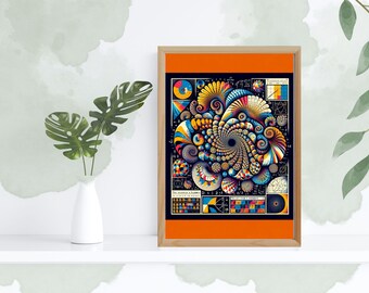 Geometric Swirls Art Print, Abstract Math Poster