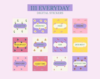 111 Everyday Digital Stickers | GoodNotes Planner (PDF)