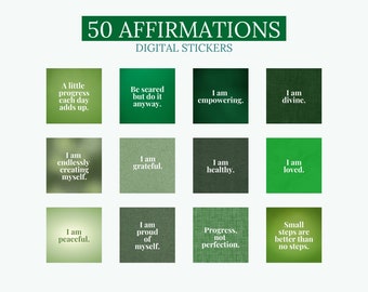 Affirmations Digital Stickers, Planner Quotes (Digital Download)