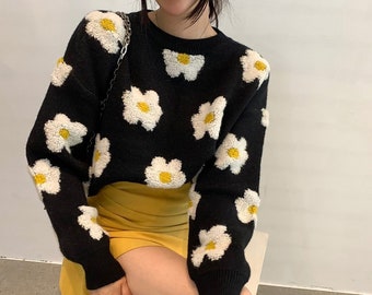 yellow floral sweater