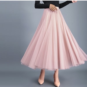 A-line Tulle Skirt Tutu Mesh Mid Long Skirts Elastic Waist - Etsy
