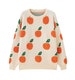 Orange Fruit Winter Knit Sweater, Female Crew Neck Pullover, Long Sleeve Jumper, Women Casual Sweatshirt 