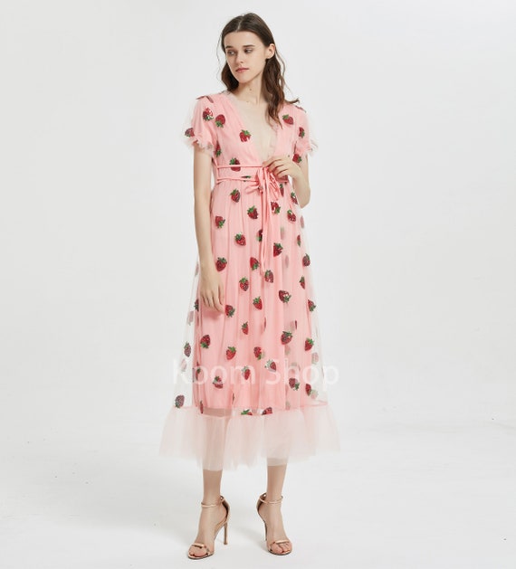 strawberry ruffle dress